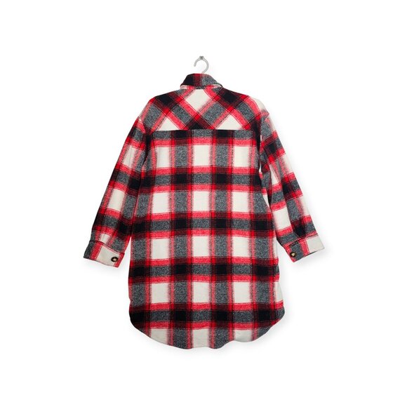 Veveret Plaid Button Down Shacket Women's Small Red Black Buffalo Check - Picture 2 of 9
